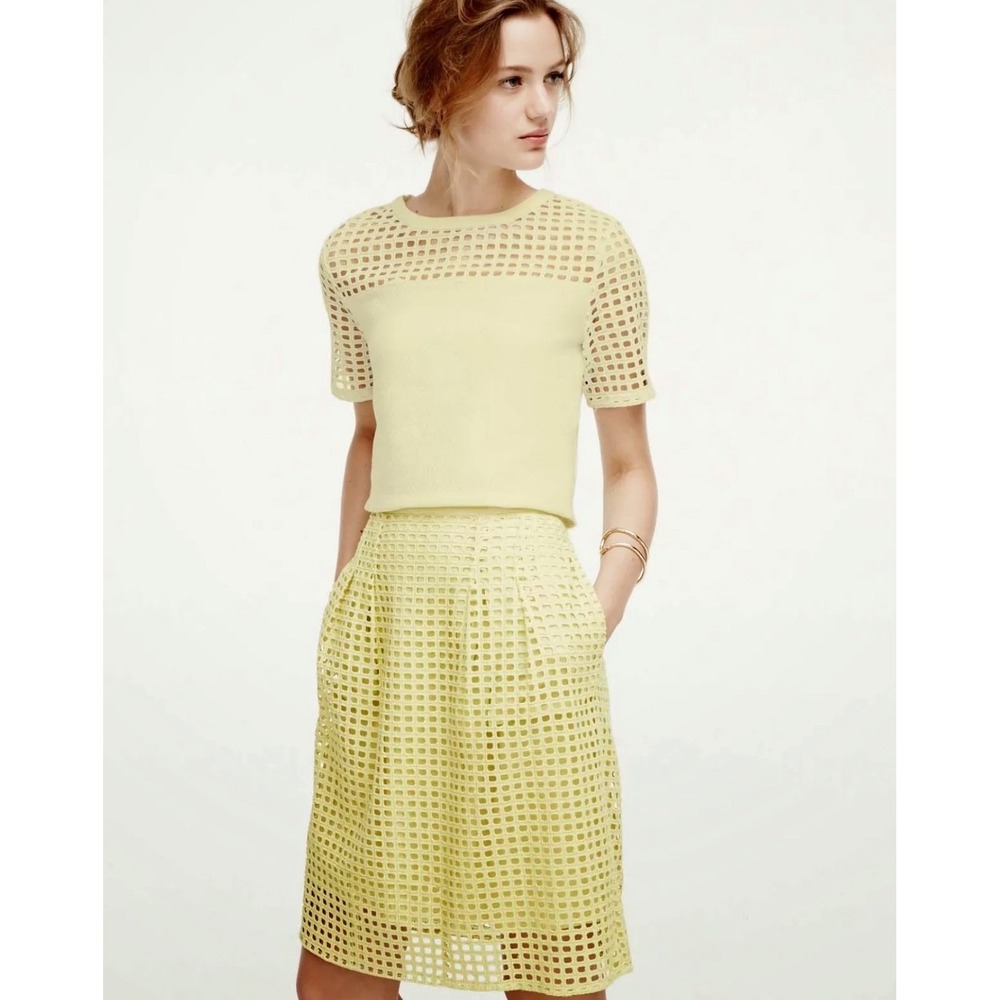 Ann Taylor Loft Cotton Geo Eyelet Skirt